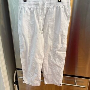 White Cargo Pants with Drawstring Waist